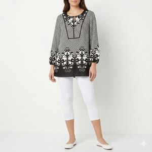 CHICO’S Easy Care Poly Geometric Print Tunic Top Sz 16